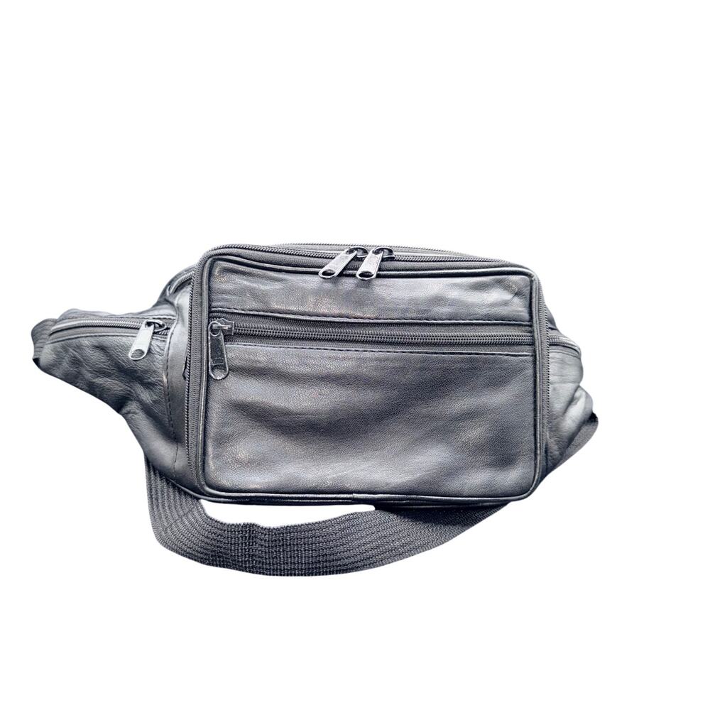 Genuine Leather Black Waist Pack Fanny Pack Travel Belt Bag Organizer